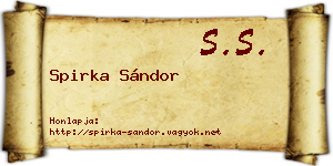 Spirka Sándor névjegykártya